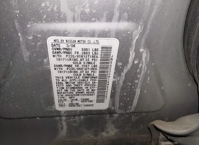 JN8AZ08W16W536467 2006 2006 Nissan Murano- SL 9