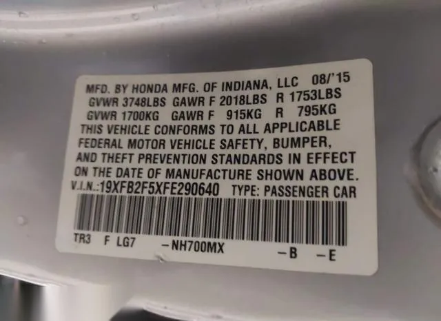 19XFB2F5XFE290640 2015 2015 Honda Civic- LX 9