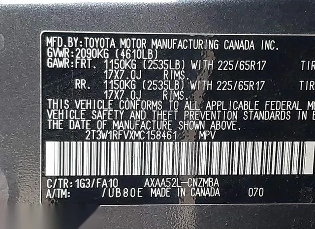 2T3W1RFVXMC158461 2021 2021 Toyota RAV4- Xle 9