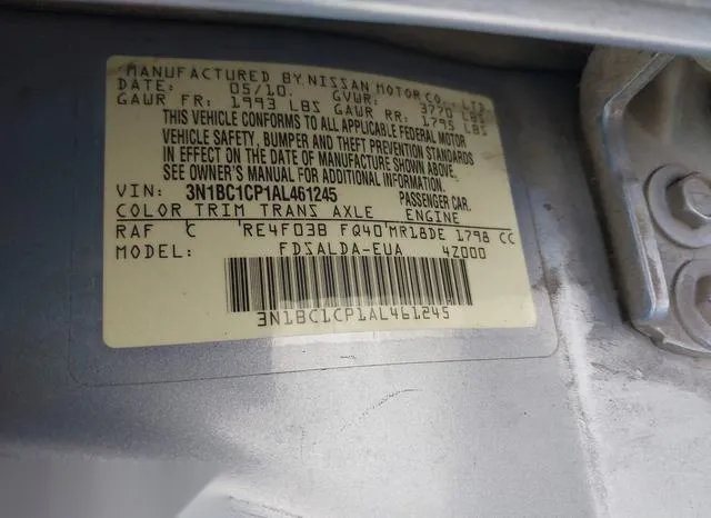 3N1BC1CP1AL461245 2010 2010 Nissan Versa- 1-8S 9