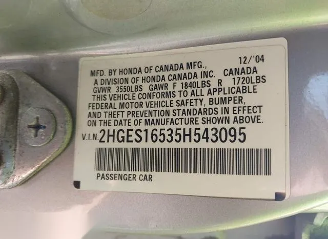 2HGES16535H543095 2005 2005 Honda Civic- LX 9
