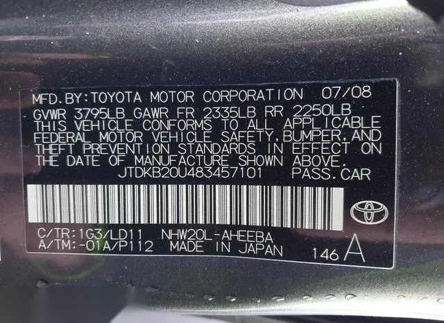 JTDKB20U483457101 2008 2008 Toyota Prius- Touring 9