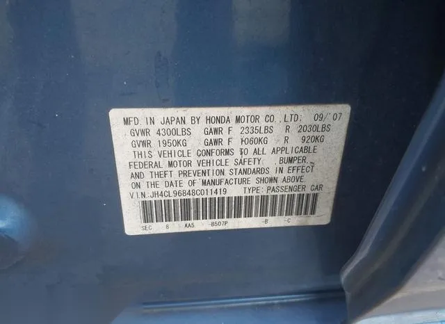 JH4CL96848C011419 2008 2008 Acura TSX 9