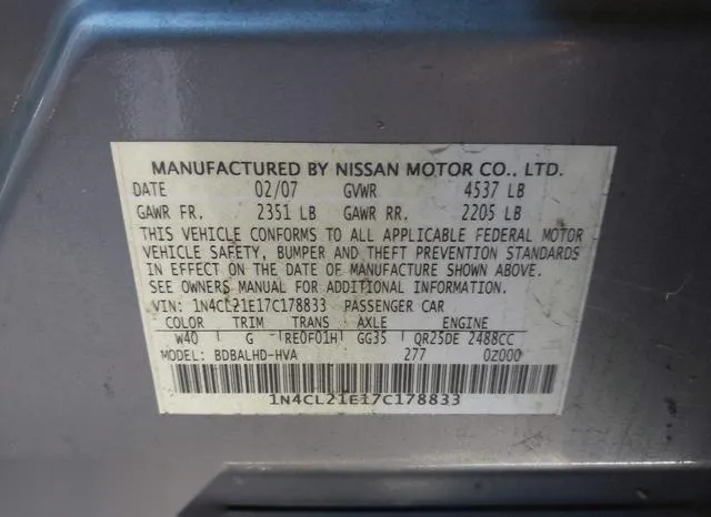 1N4CL21E17C178833 2007 2007 Nissan Altima Hybrid 9