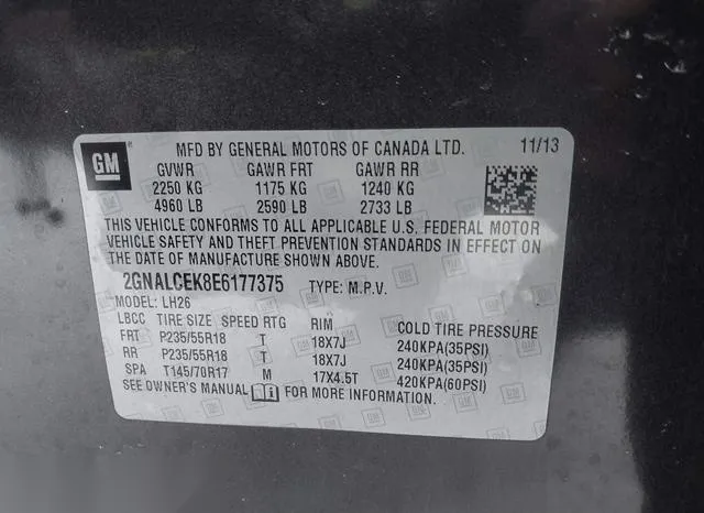 2GNALCEK8E6177375 2014 2014 Chevrolet Equinox- 2LT 9