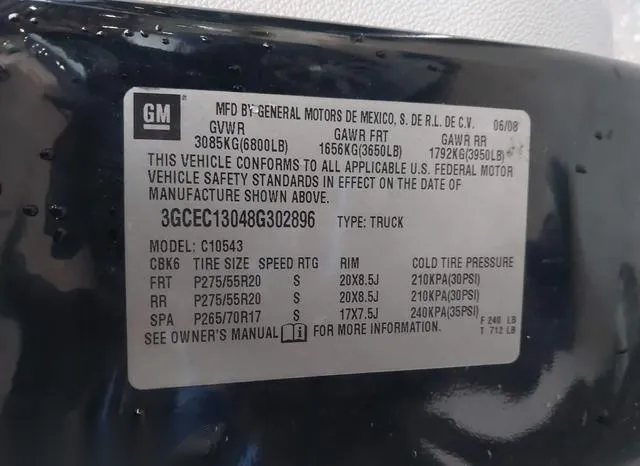 3GCEC13048G302896 2008 2008 Chevrolet Silverado 1500- Ltz 9