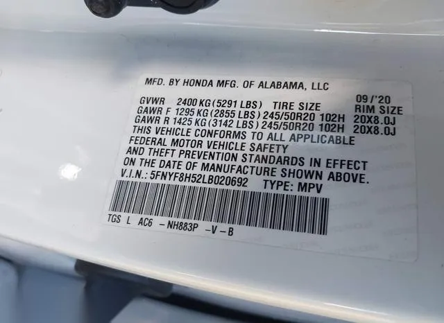 5FNYF8H52LB020692 2020 2020 Honda Passport- Awd Ex-L 9