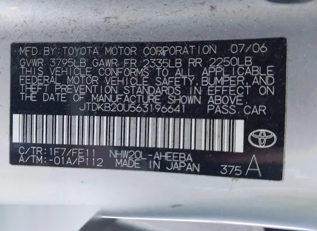 JTDKB20U563196641 2006 2006 Toyota Prius 9