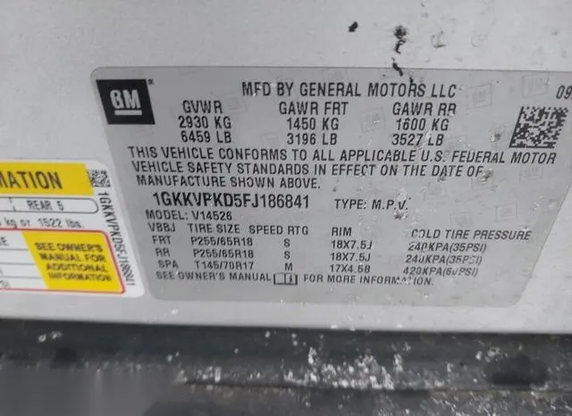 1GKKVPKD5FJ186841 2015 2015 GMC Acadia- Sle-2 9