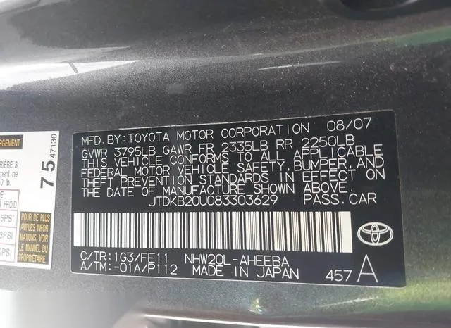 JTDKB20U083303629 2008 2008 Toyota Prius 9