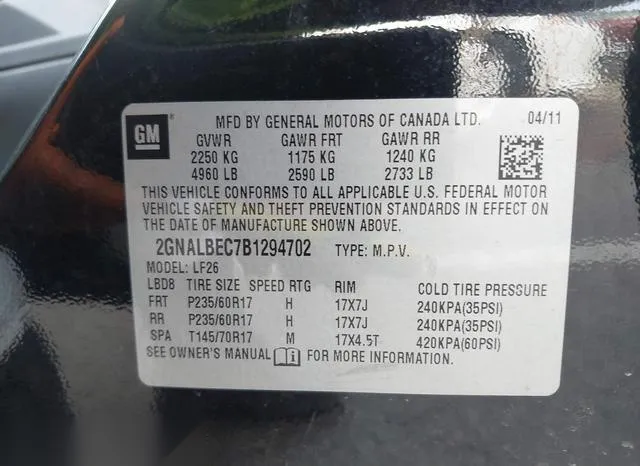 2GNALBEC7B1294702 2011 2011 Chevrolet Equinox- LS 9