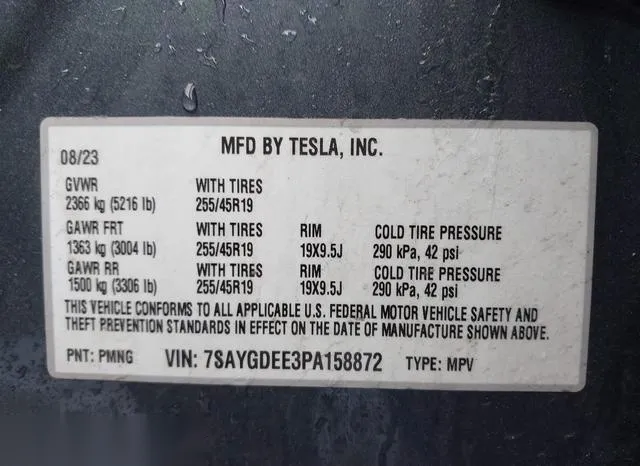 7SAYGDEE3PA158872 2023 2023 Tesla Model Y- Awd/Long Range D 9