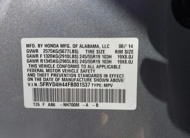 5FRYD4H44FB001537 2015 2015 Acura MDX- Technology Package 9