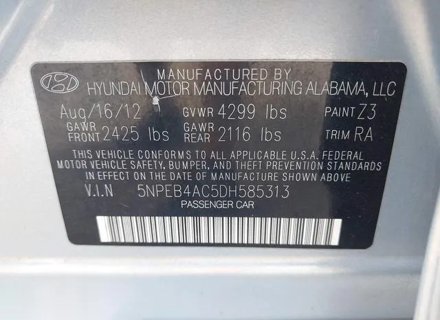 5NPEB4AC5DH585313 2013 2013 Hyundai Sonata- Gls 9