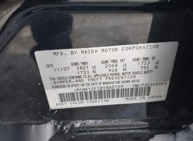 JM1BK12F581862159 2008 2008 Mazda 3- I 9