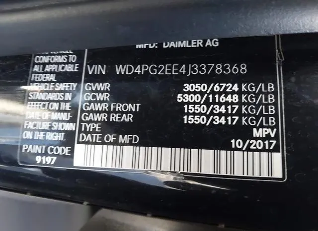 WD4PG2EE4J3378368 2018 2018 Mercedes-Benz Metris 9