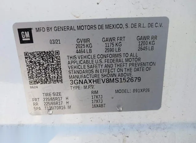 3GNAXHEV8MS152679 2021 2021 Chevrolet Equinox- Fwd Ls 9