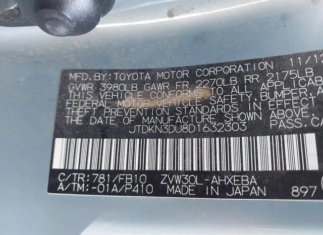 JTDKN3DU8D1632303 2013 2013 Toyota Prius- Two 9