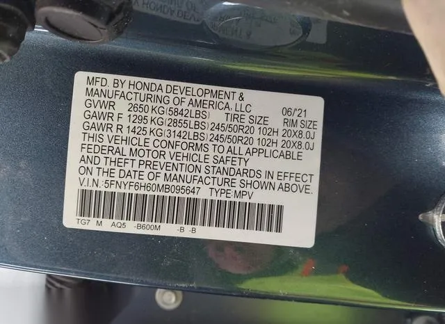 5FNYF6H60MB095647 2021 2021 Honda Pilot- Awd Touring 7 Pass 9