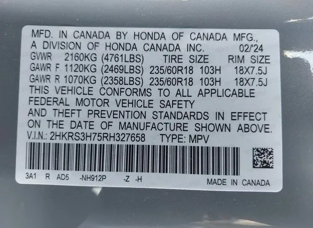 2HKRS3H75RH327658 2024 2024 Honda CR-V- Ex-L 2Wd 9