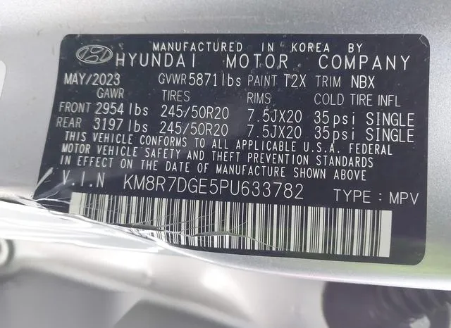 KM8R7DGE5PU633782 2023 2023 Hyundai Palisade- Calligraphy 9