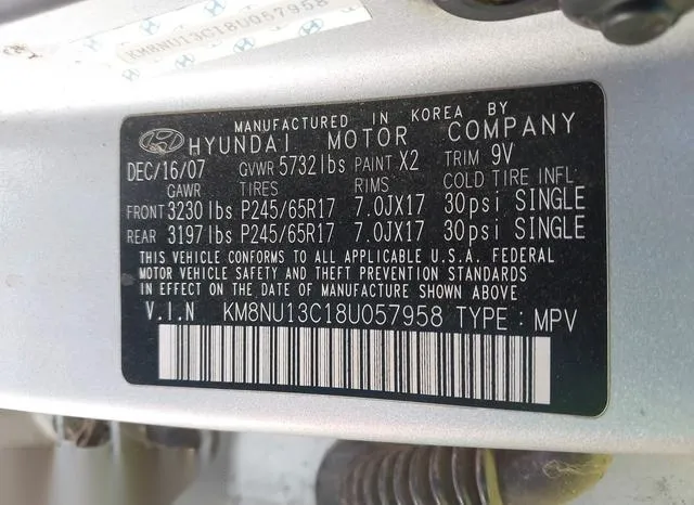 KM8NU13C18U057958 2008 2008 Hyundai Veracruz- Gls/Limited/Se 9