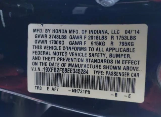 19XFB2F58EE045284 2014 2014 Honda Civic- LX 9