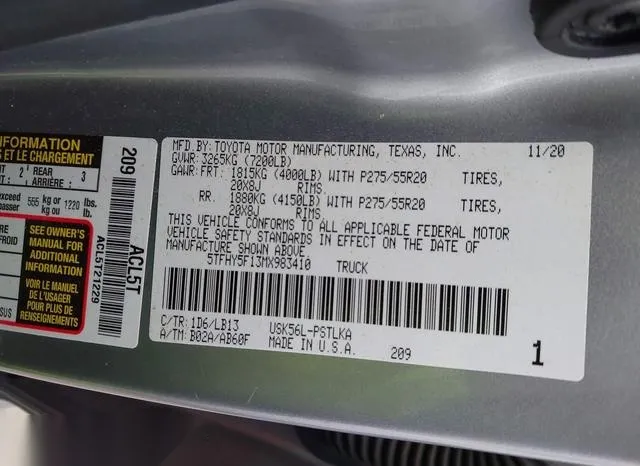 5TFHY5F13MX983410 2021 2021 Toyota Tundra- Limited 9