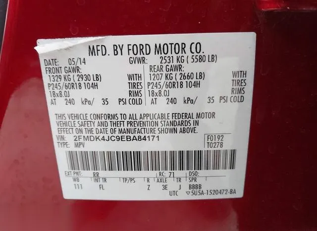 2FMDK4JC9EBA84171 2014 2014 Ford Edge- Sel 9