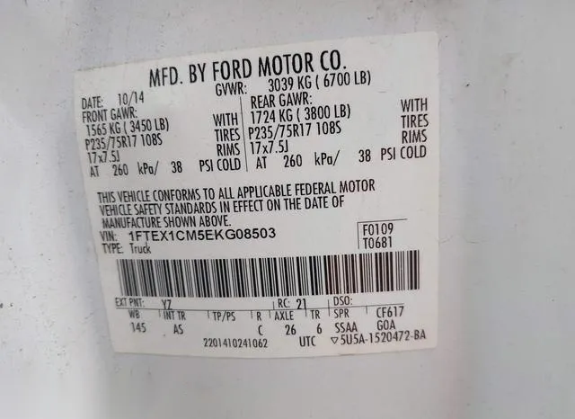 1FTEX1CM5EKG08503 2014 2014 Ford F-150- XL 9