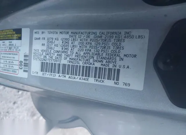 5TETX22N27Z370972 2007 2007 Toyota Tacoma 9