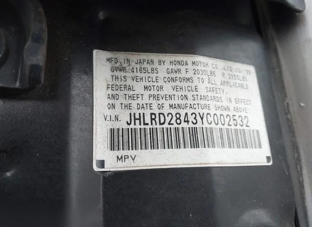 JHLRD2843YC002532 2000 2000 Honda CR-V- LX 9