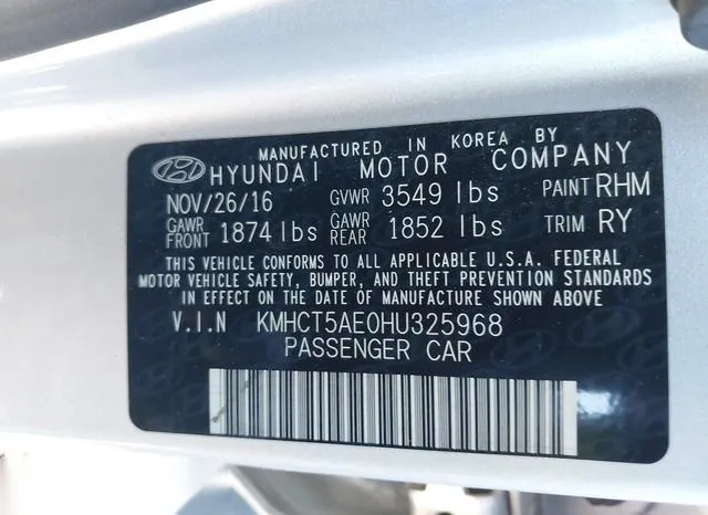 KMHCT5AE0HU325968 2017 2017 Hyundai Accent- SE 9