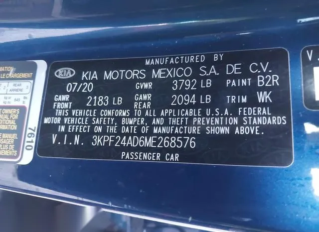 3KPF24AD6ME268576 2021 2021 KIA Forte- Lxs 9