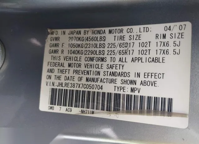 JHLRE387X7C050704 2007 2007 Honda CR-V- Ex-L 9