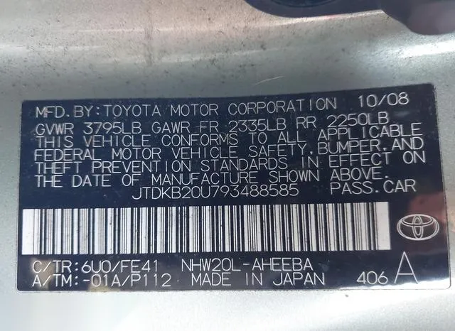 JTDKB20U793488585 2009 2009 Toyota Prius 9