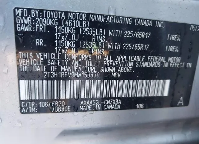 2T3H1RFV9MW153839 2021 2021 Toyota RAV4- LE 9