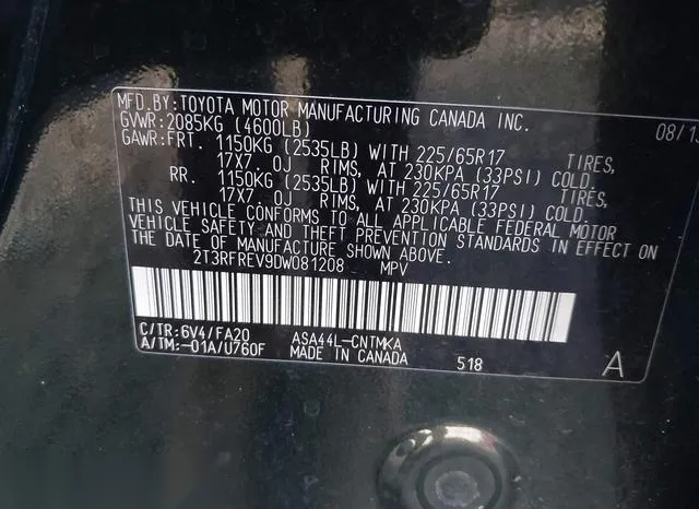 2T3RFREV9DW081208 2013 2013 Toyota RAV4- Xle 9