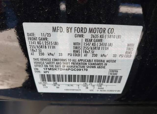 1FMSK7DH4PGC09170 2023 2023 Ford Explorer- Xlt 9