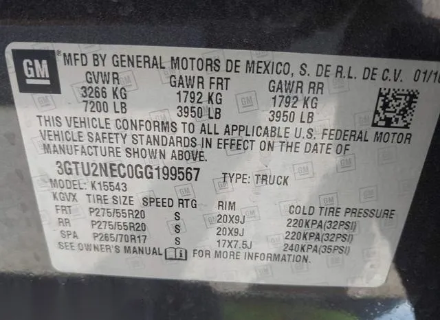 3GTU2NEC0GG199567 2016 2016 GMC Sierra- 1500 Slt 9