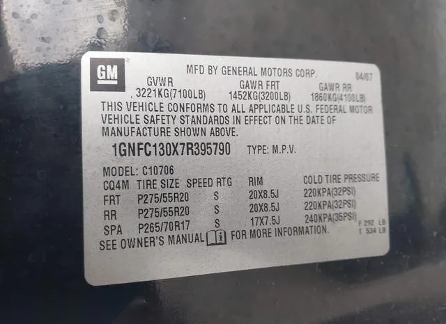 1GNFC130X7R395790 2007 2007 Chevrolet Tahoe- LT 9