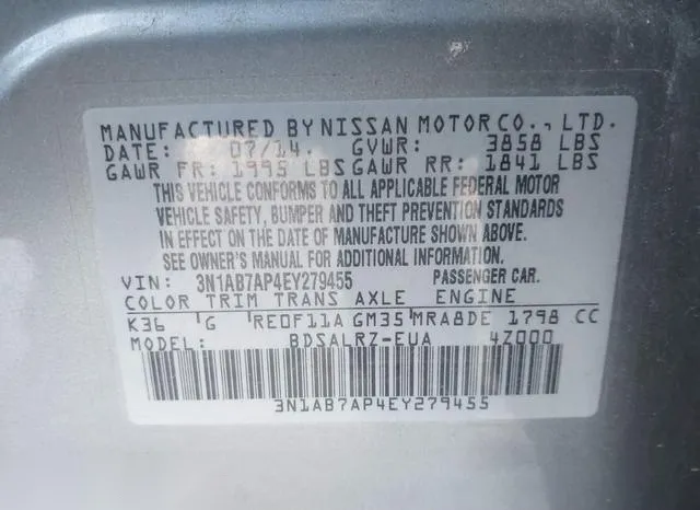 3N1AB7AP4EY279455 2014 2014 Nissan Sentra- S 9