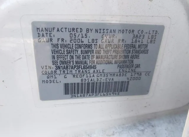 3N1AB7AP3FL654945 2015 2015 Nissan Sentra- Fe- S/S/Sl/Sr/Sv 9