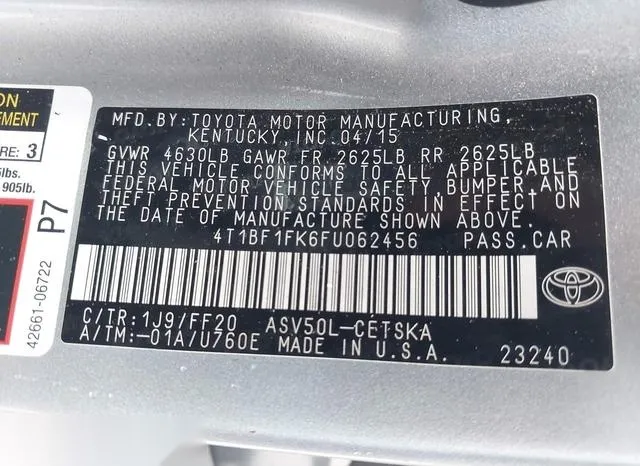 4T1BF1FK6FU062456 2015 2015 Toyota Camry- SE 9