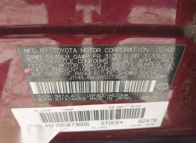 JTHBL46FX85073666 2008 2008 Lexus LS- 460 9