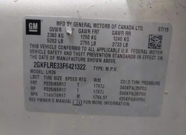 2GKFLRE33F6421322 2015 2015 GMC Terrain- Sle-2 9