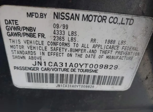 JN1CA31A0YT009829 2000 2000 Nissan Maxima- Gle/Gxe/Se 9