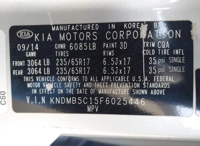 KNDMB5C15F6025446 2015 2015 KIA Sedona- LX 9