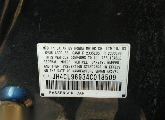 JH4CL96934C018509 2004 2004 Acura TSX 9