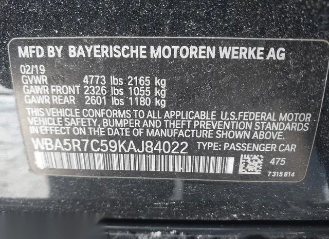 WBA5R7C59KAJ84022 2019 2019 BMW 3 Series- 330I Xdrive 9